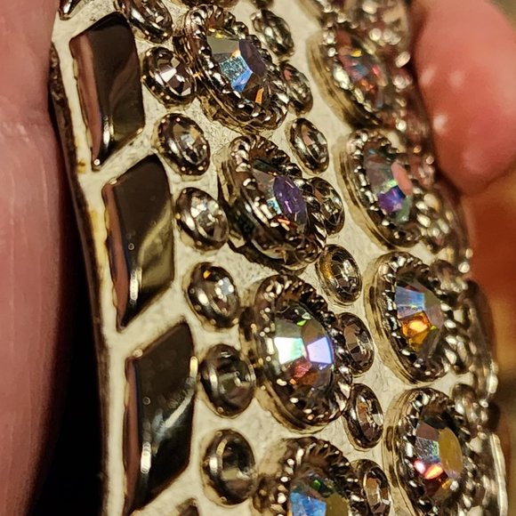 Unique Kippy\'s white leather belt with Snake Skin and Swarovski Crystals